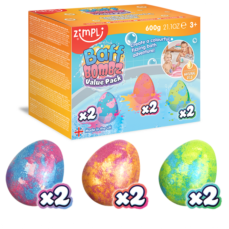 Zimpli Large Egg Baff Bombz, giocattolo da bagno pasquale, confezione da 6 Zimpli Kids