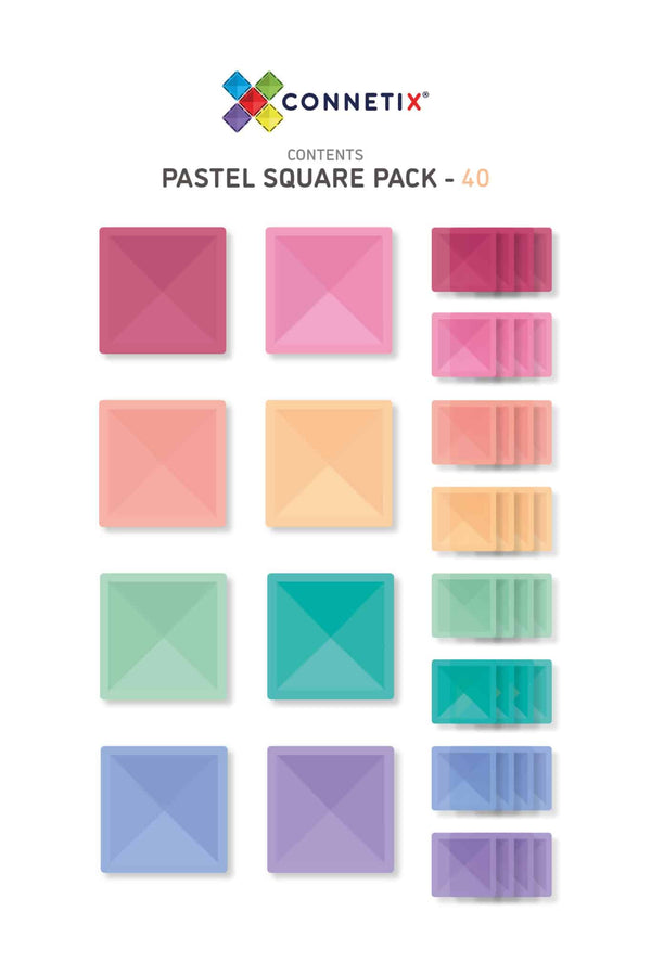 Pastel Square Pack 40 pezzi - Tessere magnetiche Connetix