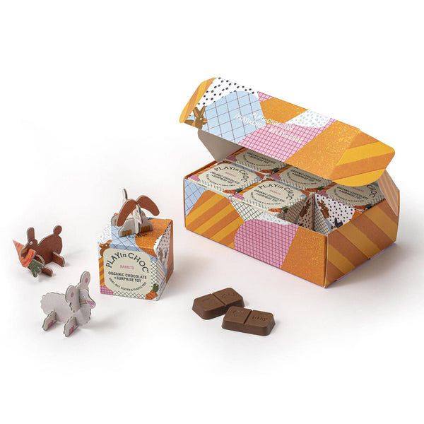 Set regalo ToyChoc Box®, coniglietti pasquali, confezione regalo, confezione da 3 PLAYin CHOC
