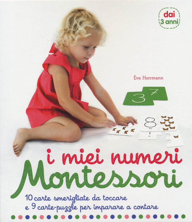 I miei numeri Montessori - 10 carte smerigliate da toccare e 9 carte puzzle per imparare a contare. con carte Fastbook