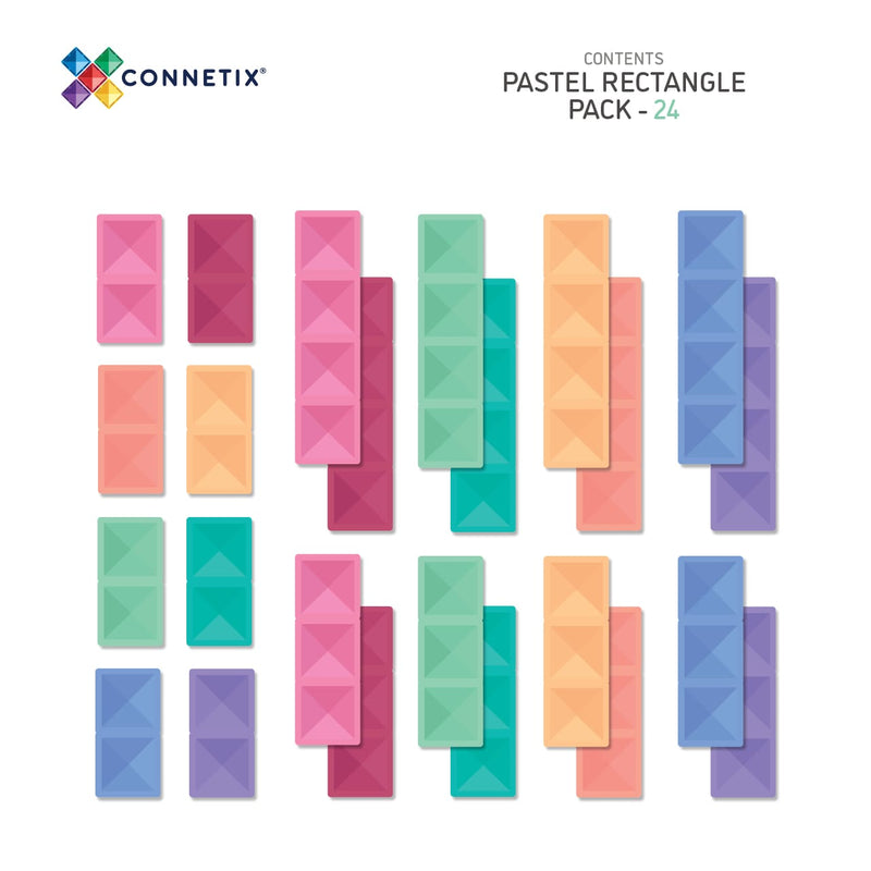 Pastel Rectangle pack 24 pezzi - Tessere magnetiche Connetix