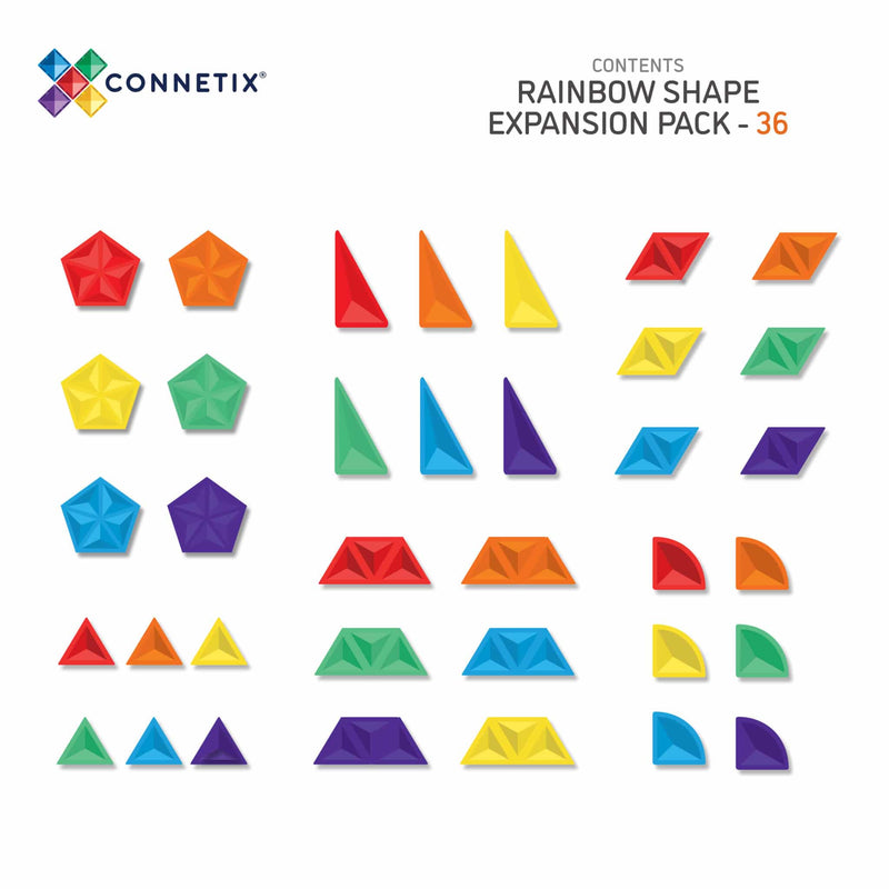 Rainbow Shape Expansion Pack 36 pezzi - Tessere magnetiche Connetix