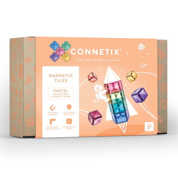 Pastel Square Pack 40 pezzi - Tessere magnetiche Connetix