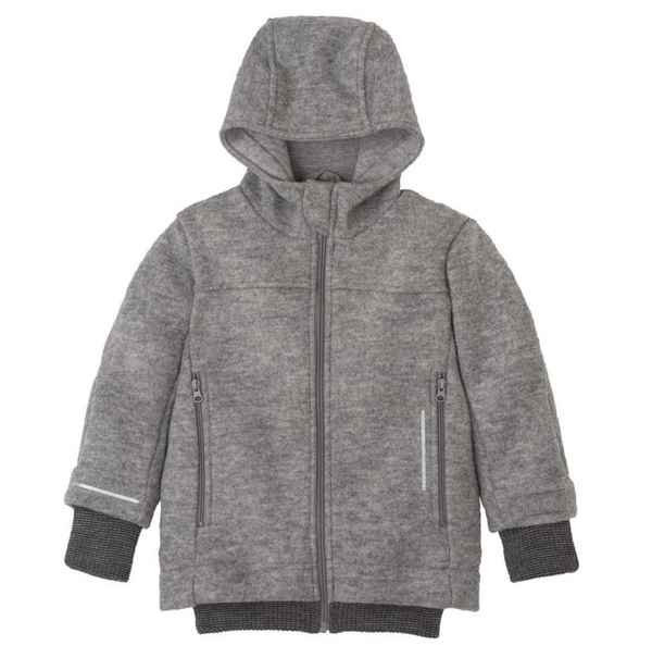 Giacca in lana cotta con cerniera Disana - Grey Disana