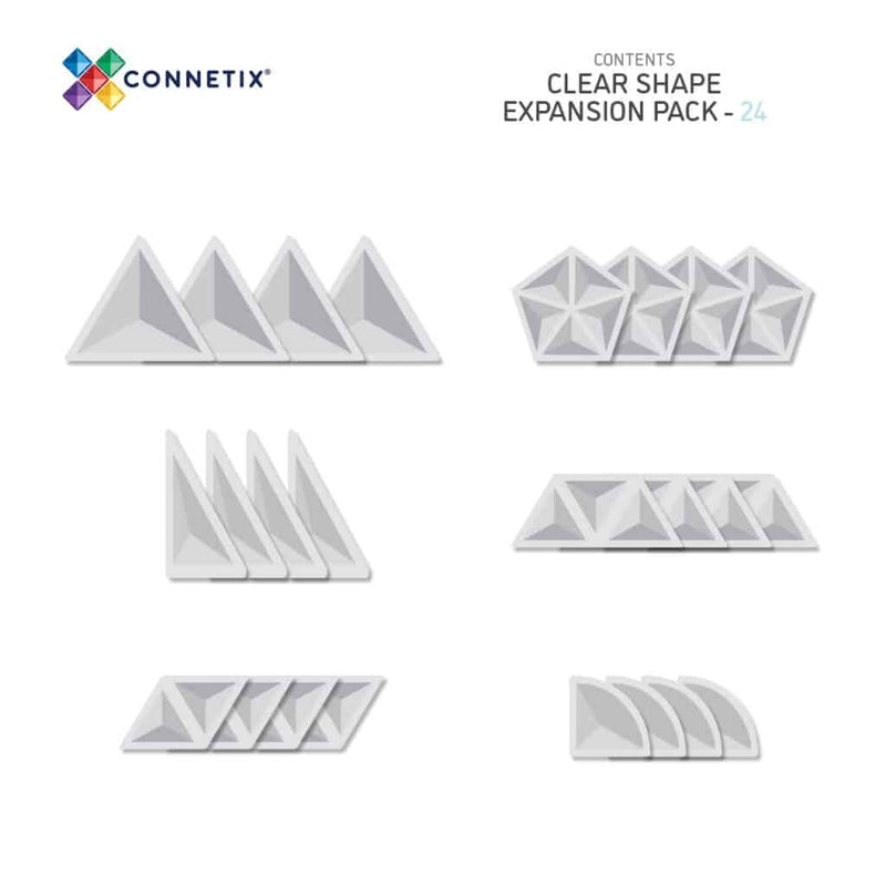 Clear Shape Pack 24 pezzi - Tessere Magnetiche Connetix