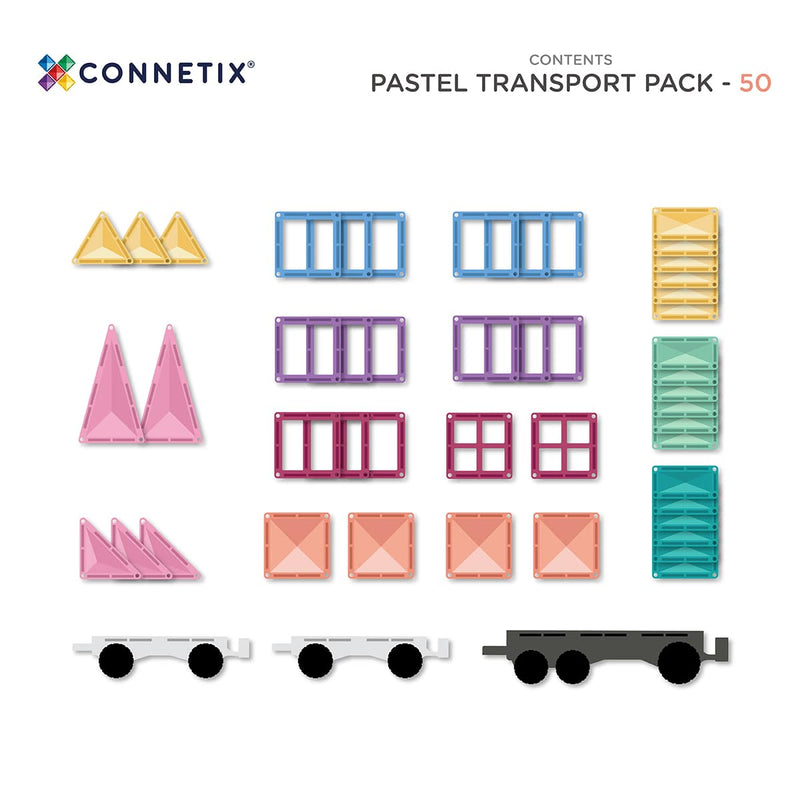 Pastel Transport pack 50 pezzi - Tessere magnetiche Connetix