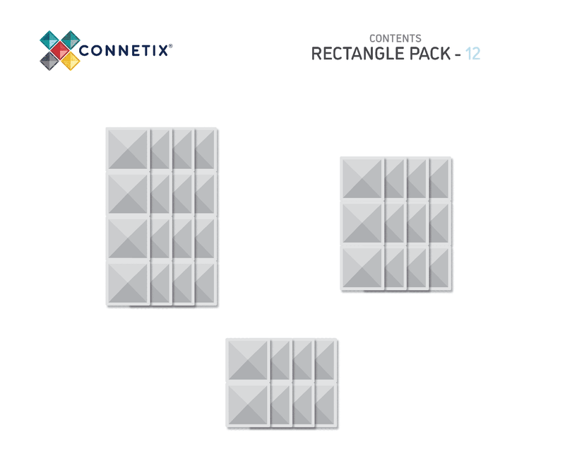 Clear Rectangle Pack 12 pezzi - Tessere Magnetiche Connetix