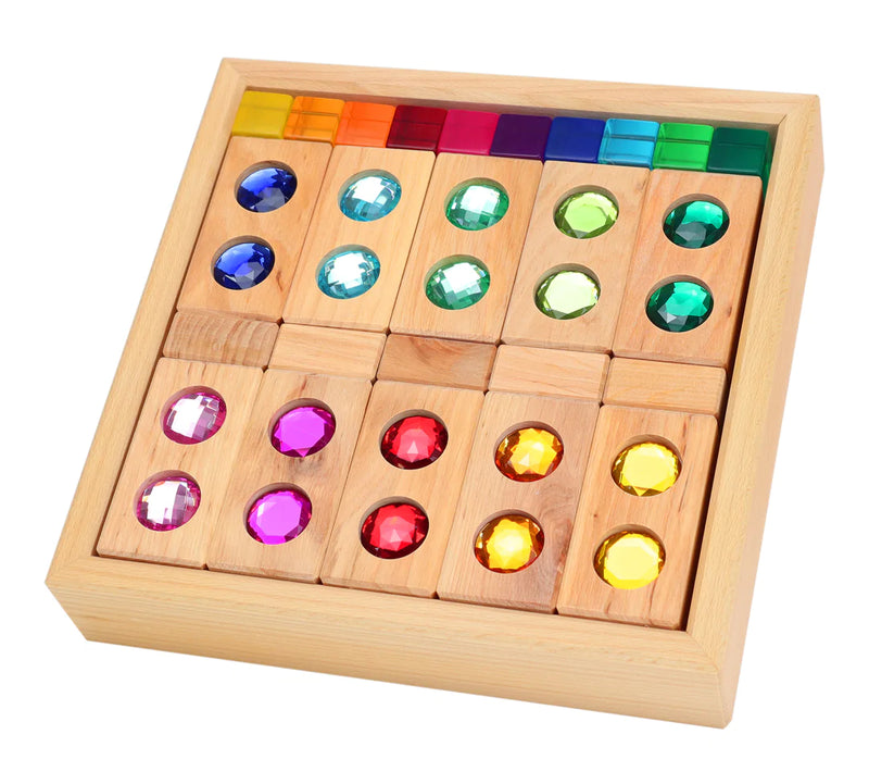 Piccolo Vassoio dei colori e Cubi traslucenti Bauspiel