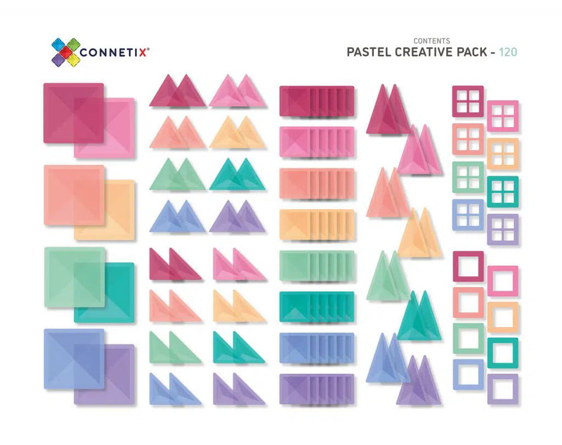 Creative pack da 120 pezzi Pastello - Tessere magnetiche Connetix