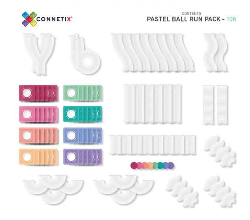 Pista per biglie pack da 106 pezzi Pastello - Ball run Connetix