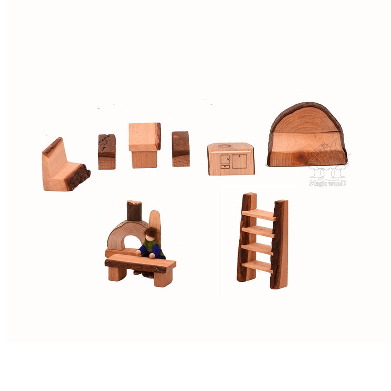 Casetta degli gnomi Piccola + Set arredi Magic Wood