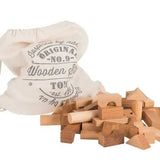 Costruzioni in legno naturale in sacchetto di stoffa -100 pezzi Wooden Story
